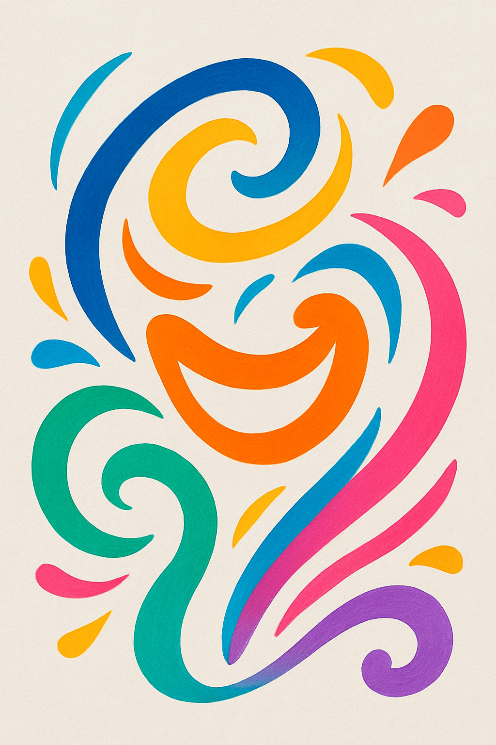 65fa931a-c548-466a-bb1e-bdc1d3774c50 Abstrakt färgglad design som symboliserar humor och kreativitet.