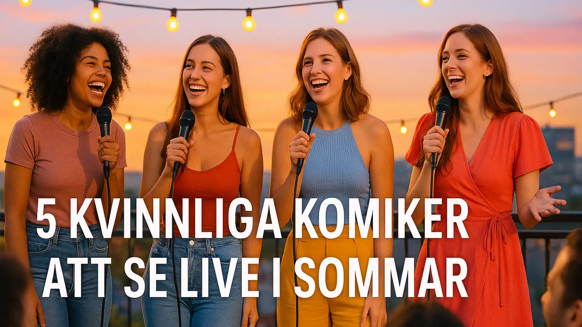 Fyra kvinnliga komiker uppträder på en somrig stand-up kväll