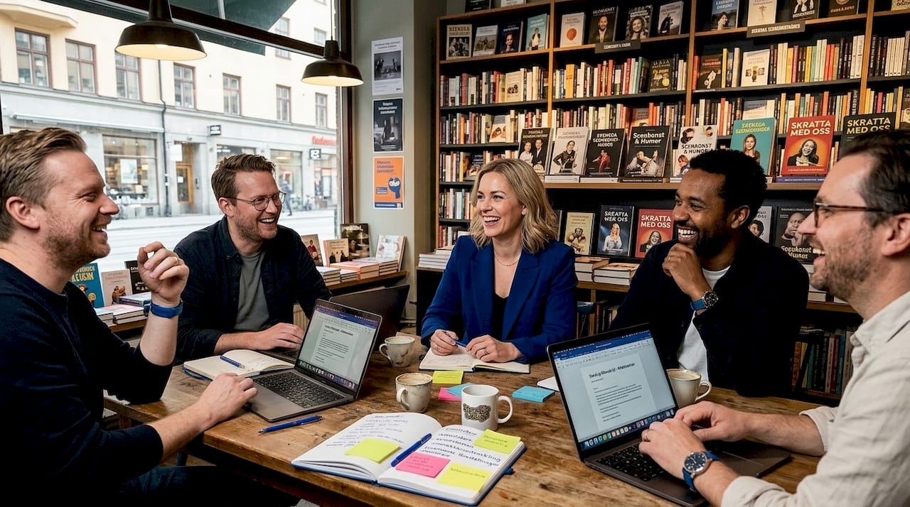 En komiker slår sig ner för ett spontant samtal på ett café.